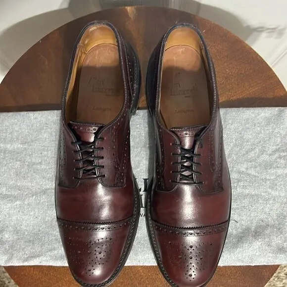 🔥🔥 ALLEN EDMONDS Lexington Burgundy Ox Blood Cap-Toe Oxford Shoes Sz 9.5C -EUC