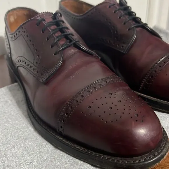 🔥🔥 ALLEN EDMONDS Lexington Burgundy Ox Blood Cap-Toe Oxford Shoes Sz 9.5C -EUC