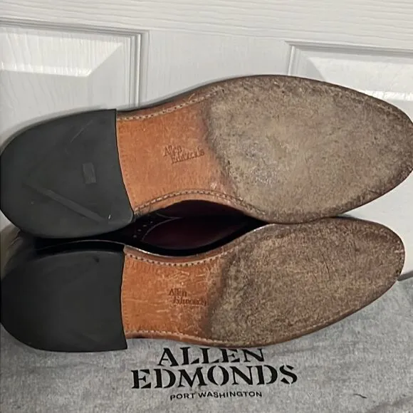 🔥🔥 ALLEN EDMONDS Lexington Burgundy Ox Blood Cap-Toe Oxford Shoes Sz 9.5C -EUC