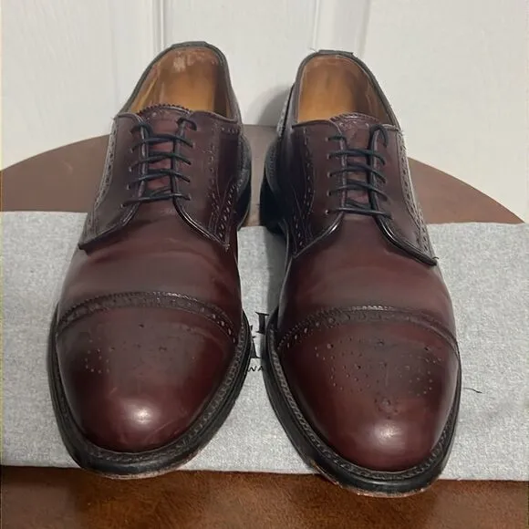 🔥🔥 ALLEN EDMONDS Lexington Burgundy Ox Blood Cap-Toe Oxford Shoes Sz 9.5C -EUC