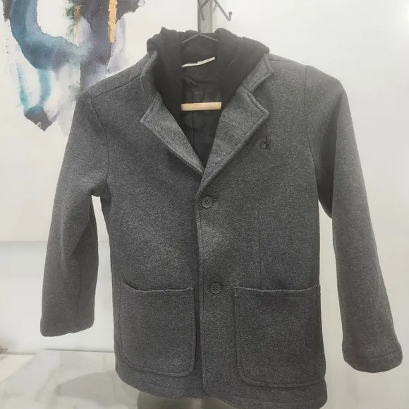 [ CALVIN KLEIN JEANS] boys size 7, layered  gray/ black jacket/ blazer- coat all