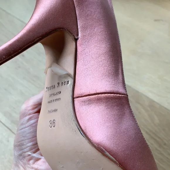 🦄 Freya Rose satin heels with romantic feather accent