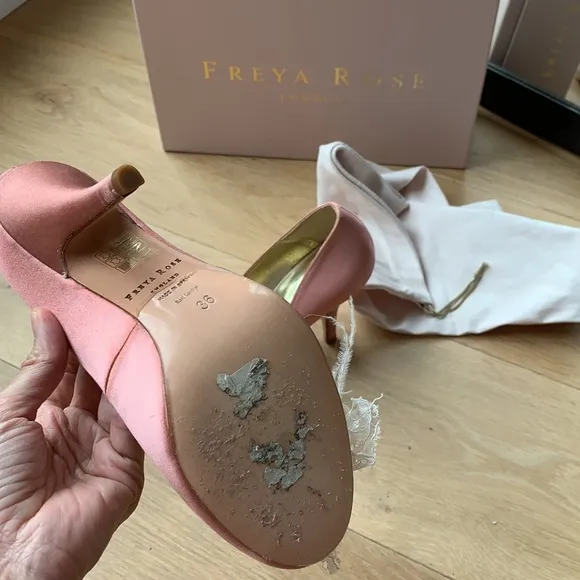🦄 Freya Rose satin heels with romantic feather accent
