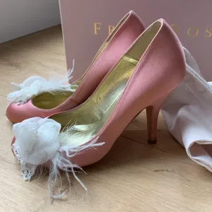 🦄 Freya Rose satin heels with romantic feather accent