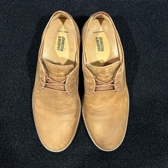 🔥🔥 JOHNSTON &amp; MURPHY NuBuck Sheepskin DERBY Oxford Dress Shoes #20-4430  Sz 8.
