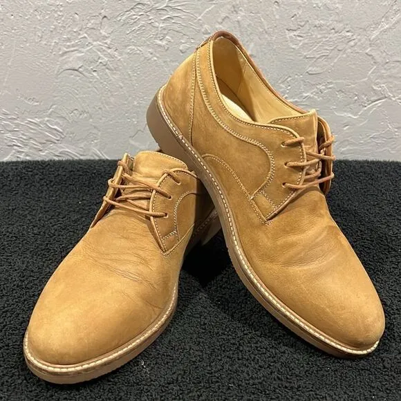 🔥🔥 JOHNSTON &amp; MURPHY NuBuck Sheepskin DERBY Oxford Dress Shoes #20-4430  Sz 8.