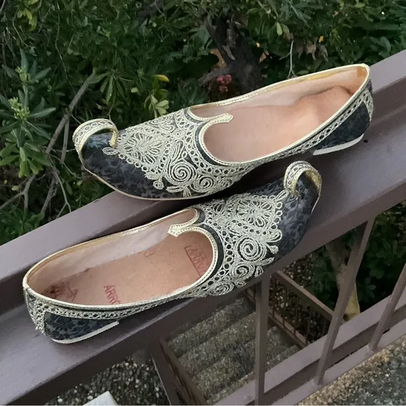 🔵 Men’s Indian Party shoes Jooti shoes Juti gold metallic size 13