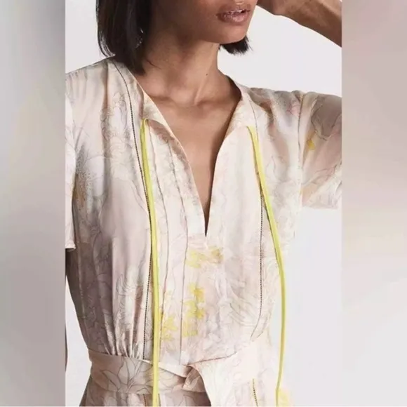 🆕 Reiss Carlotta Tie Waist Flippy Mini Dress Size 10