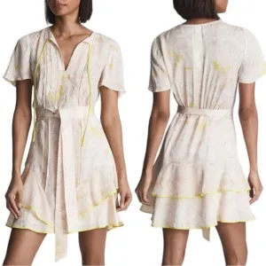 🆕 Reiss Carlotta Tie Waist Flippy Mini Dress Size 10