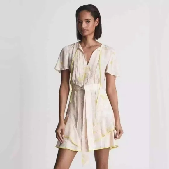 🆕 Reiss Carlotta Tie Waist Flippy Mini Dress Size 10