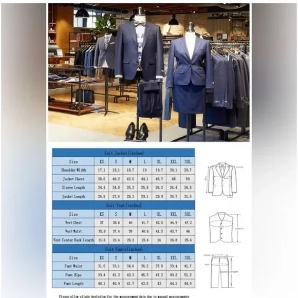 0294 Men's Suits 3 Pieces Slim Fit Suit