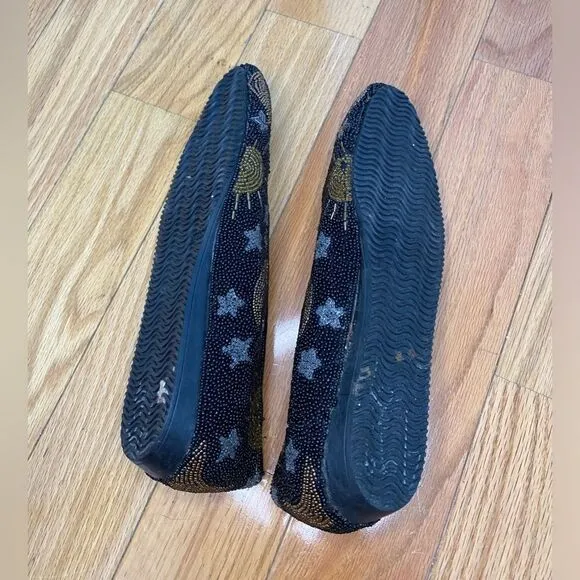 1990s Colorworks Moon &amp; Stars Beaded Shoes