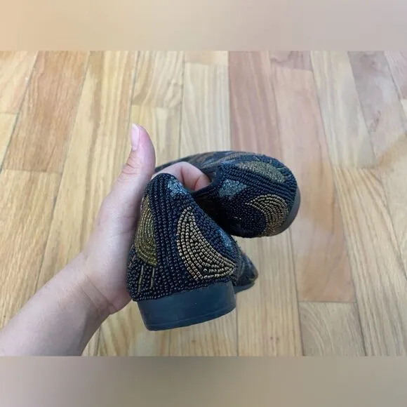 1990s Colorworks Moon &amp; Stars Beaded Shoes