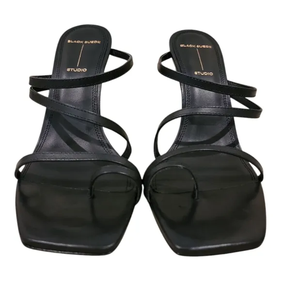 $278 New BLACK SUEDE STUDIO Cindy Strappy Leather Sandals Heels 38.5 8.5