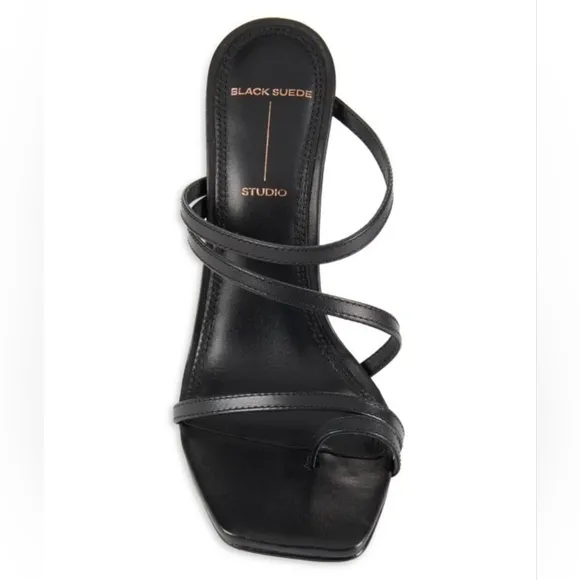 $278 New BLACK SUEDE STUDIO Cindy Strappy Leather Sandals Heels 38.5 8.5