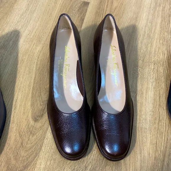 3 Pair Salvatore Ferragamo Women's Pumps - Black, Brown 6.5 narrow