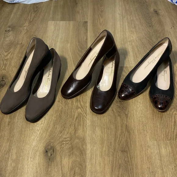 3 Pair Salvatore Ferragamo Women's Pumps - Black, Brown 6.5 narrow