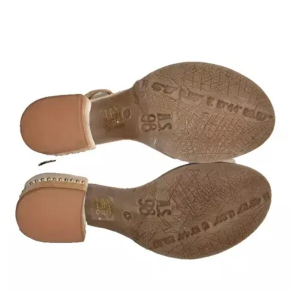 $300 A.S.98 Morgan open toe bootie studs Sandal BONE NATURAL leather 36 (DB39)