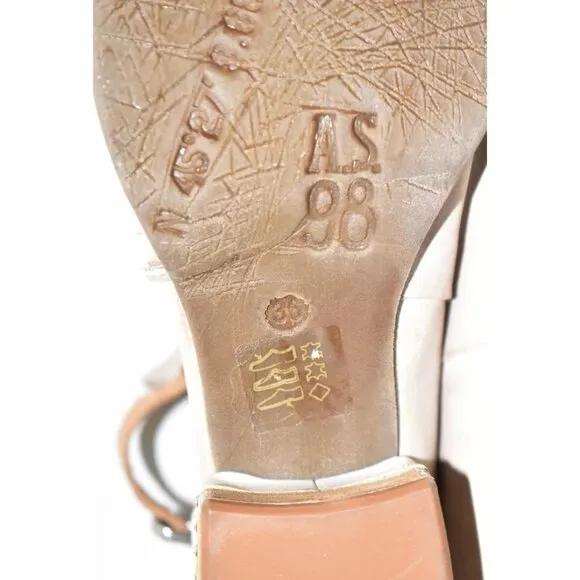 $300 A.S.98 Morgan open toe bootie studs Sandal BONE NATURAL leather 36 (DB39)