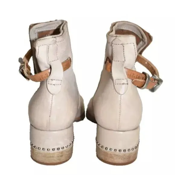 $300 A.S.98 Morgan open toe bootie studs Sandal BONE NATURAL leather 36 (DB39)
