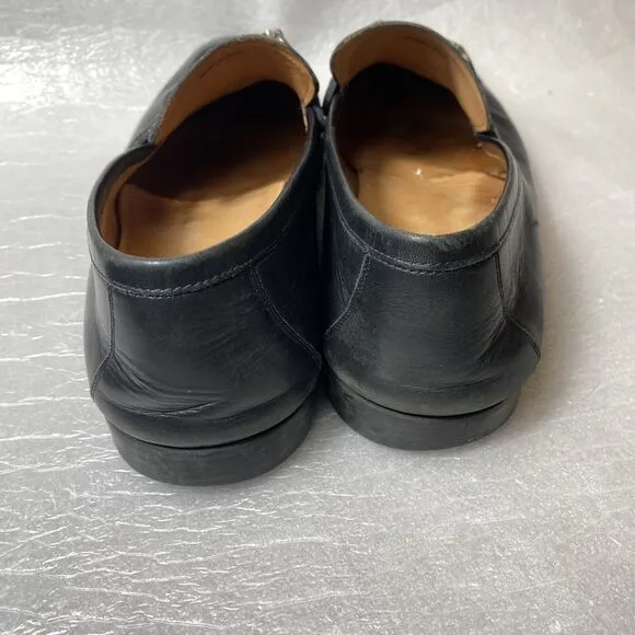$375 MINT Magnanni Rafa II Men’s 12 M Black Calfskin Horsebit Loafers Slip On