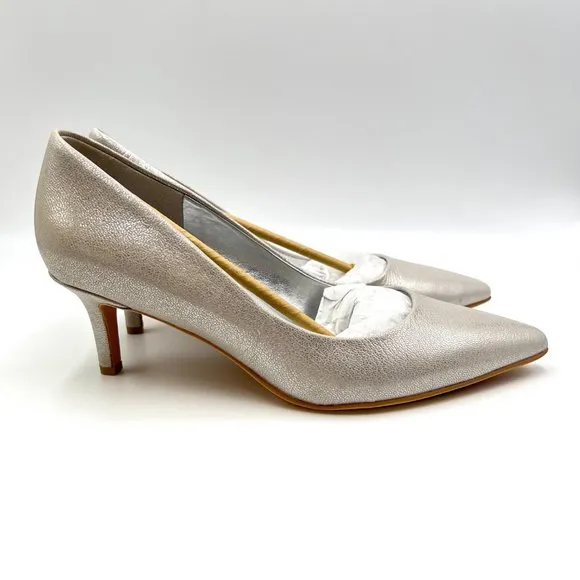 7.5W 7.5 WIDE Naturalizer Everly Metallic Silver Point Toe Pumps Heels Shoes