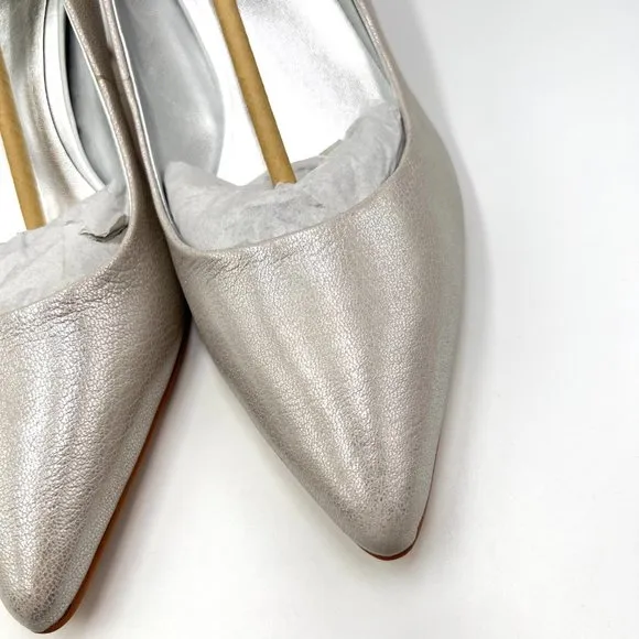 7.5W 7.5 WIDE Naturalizer Everly Metallic Silver Point Toe Pumps Heels Shoes