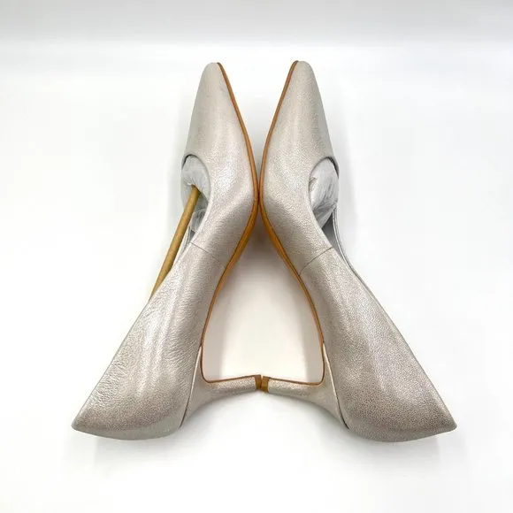 7.5W 7.5 WIDE Naturalizer Everly Metallic Silver Point Toe Pumps Heels Shoes