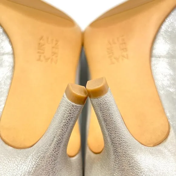 7.5W 7.5 WIDE Naturalizer Everly Metallic Silver Point Toe Pumps Heels Shoes