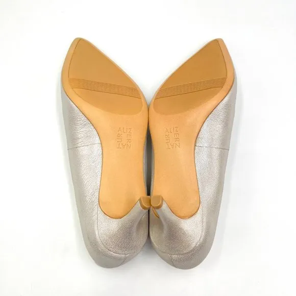 7.5W 7.5 WIDE Naturalizer Everly Metallic Silver Point Toe Pumps Heels Shoes