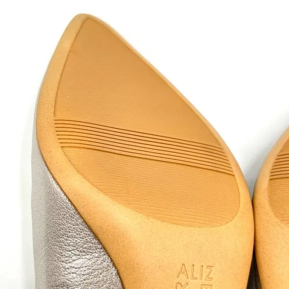 7.5W 7.5 WIDE Naturalizer Everly Metallic Silver Point Toe Pumps Heels Shoes