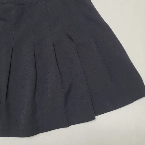 90s Vintage Sporting Look Black Stretch High Waisted Pleated Volup Mini Skirt 22