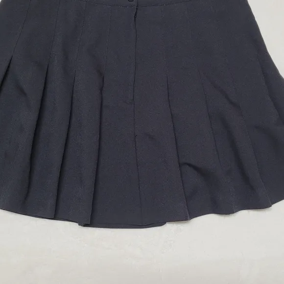 90s Vintage Sporting Look Black Stretch High Waisted Pleated Volup Mini Skirt 22