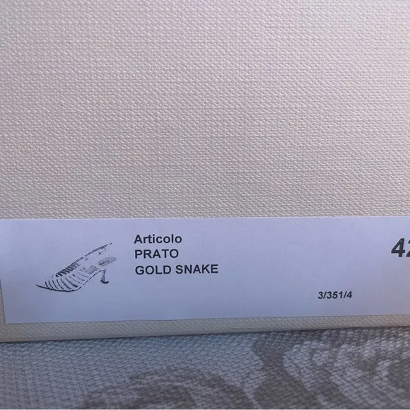 A. Soliani Prato Gold Snake Slingback Kitten Heels 42  Size 10 US Made in Italy