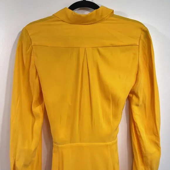 Acler | Bollard Yellow Tie Waist Silk Blend Mini Shirt Dress 2