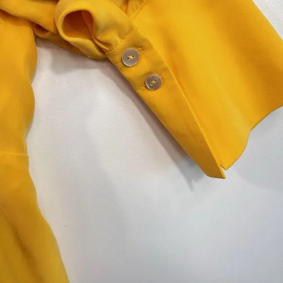 Acler | Bollard Yellow Tie Waist Silk Blend Mini Shirt Dress 2
