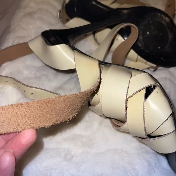 Acne Studios Leather Elegant Cream Strappy Heels