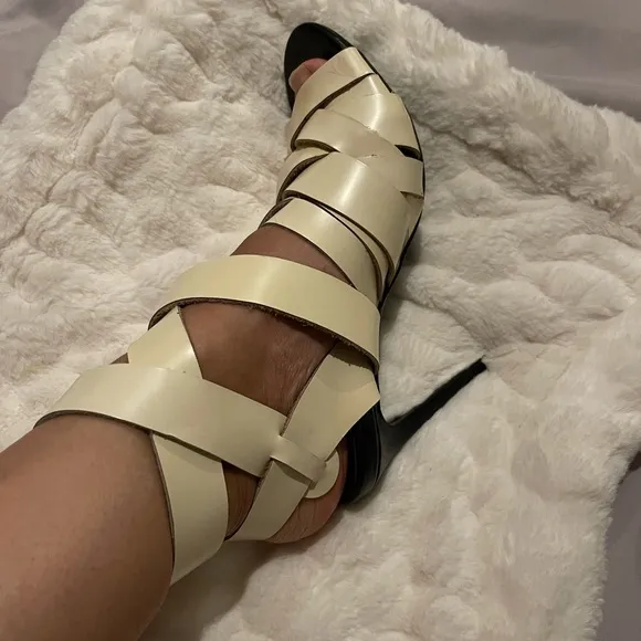 Acne Studios Leather Elegant Cream Strappy Heels