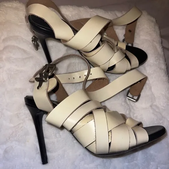 Acne Studios Leather Elegant Cream Strappy Heels