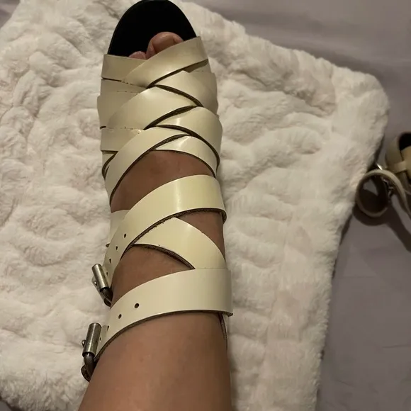 Acne Studios Leather Elegant Cream Strappy Heels