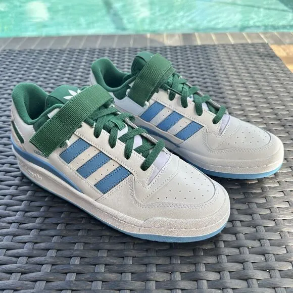 Adidas Forum Low White Blue Green Men's Athletic Shoes FY6816