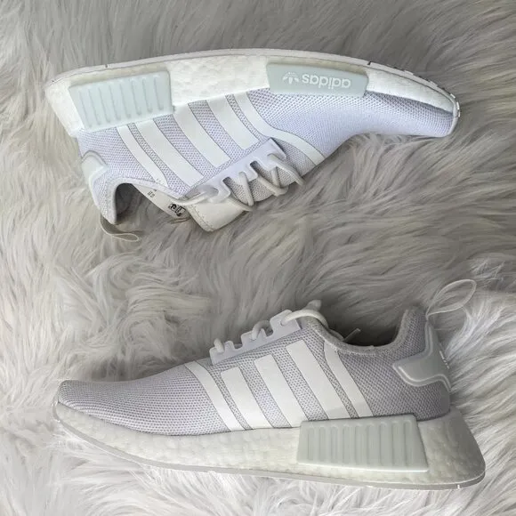 Adidas NMD_R1 Primeblue Low Mens Running Shoes Triple White GZ9259 VNDS Sz 6