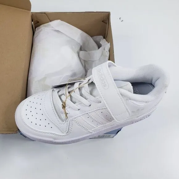 Adidas Originals Boys Forum Low Shoes in White/White - Size 13