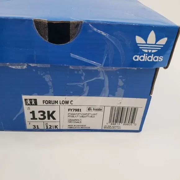 Adidas Originals Boys Forum Low Shoes in White/White - Size 13