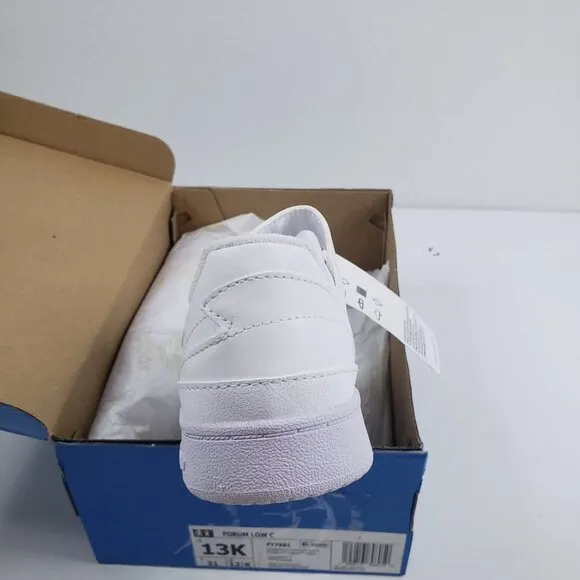Adidas Originals Boys Forum Low Shoes in White/White - Size 13