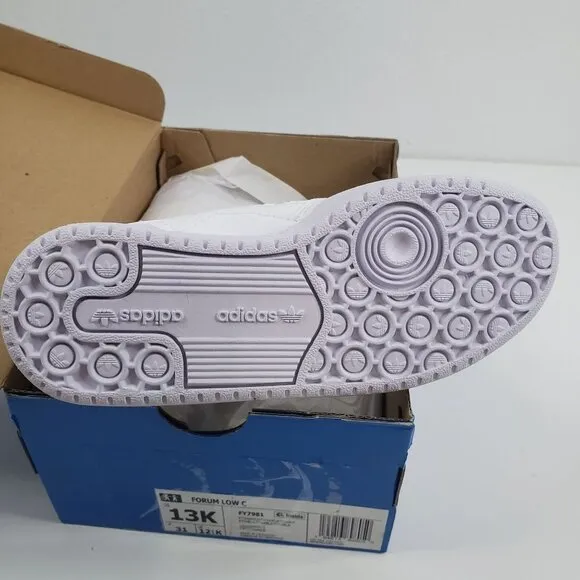 Adidas Originals Boys Forum Low Shoes in White/White - Size 13