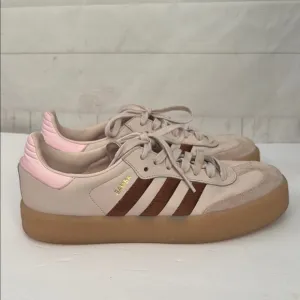 Adidas Size 10 Samba Putty &amp; Mauve Sneakers Gum Sole Stripe Athletic Shoes