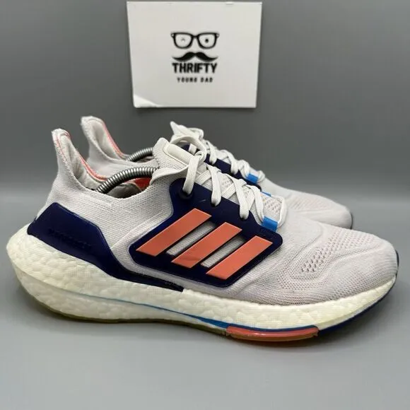 Adidas Ultraboost 22 Shoes Women's 8 White Indigo Athletic Running Sneakers