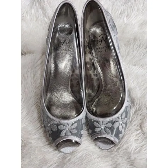 Adrianna Papell Frances Silver Frances  Mesh High Heel Shoes Pumps Size 8