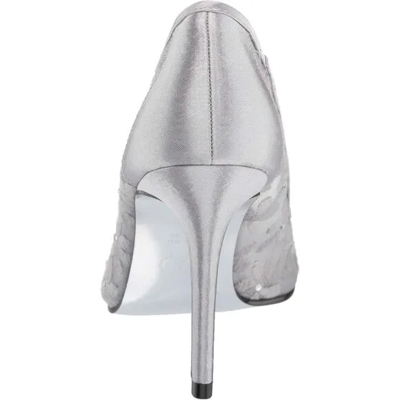 Adrianna Papell Frances Silver Frances  Mesh High Heel Shoes Pumps Size 8